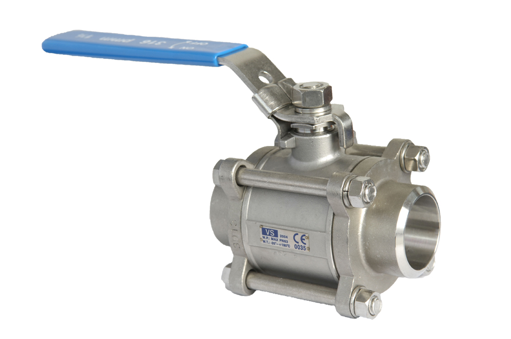 Stainless steel 316 ball valves hill port 3 pieces body